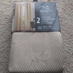 Dream Home 2 Rod Pocket Jacquard Panels 28 x 84 Taupe
